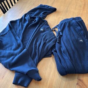 Alo Navy Ribbed Joggers